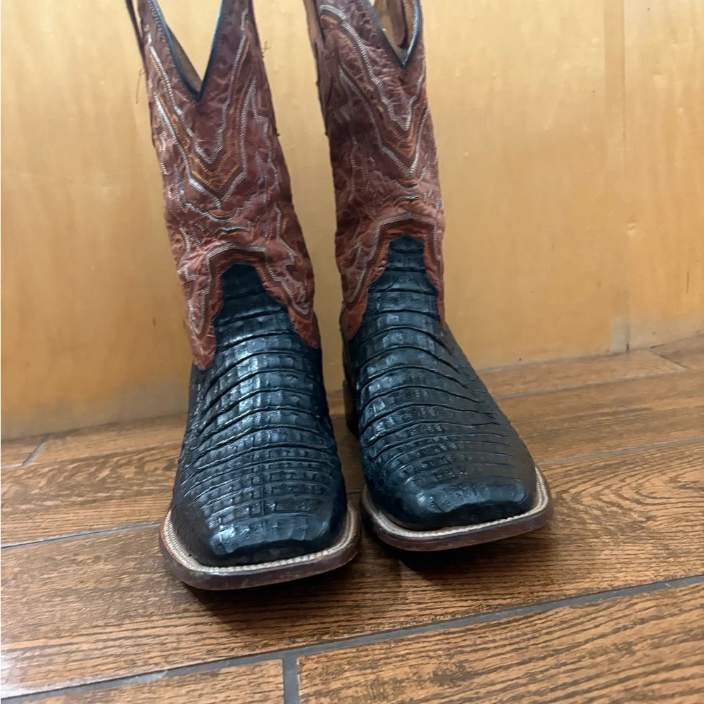 Lucchese Black and Brown Crocodile Western Boots - Picture 2 of 12